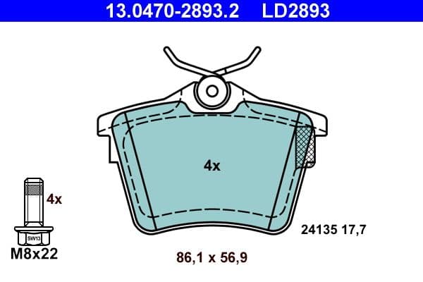 set placute frana,frana disc ATE Ceramic 13.0470-2893.2