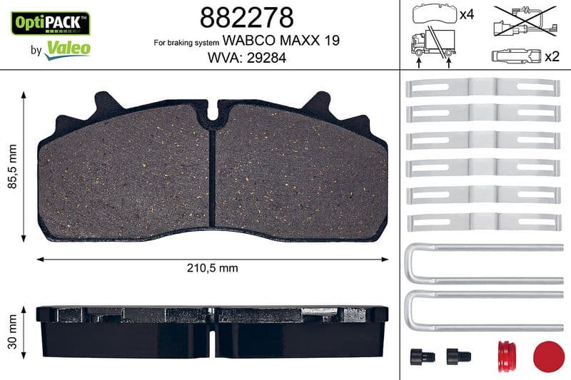 set placute frana,frana disc VALEO 882278