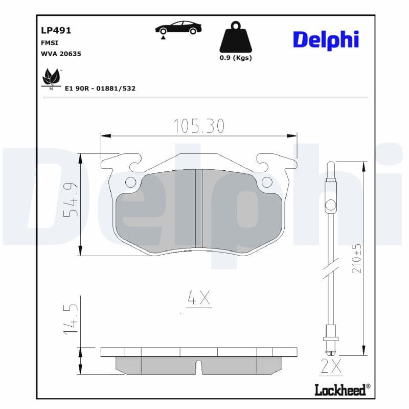 set placute frana,frana disc DELPHI LP491
