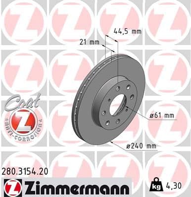 Disc frana ZIMMERMANN COAT Z 280.3154.20