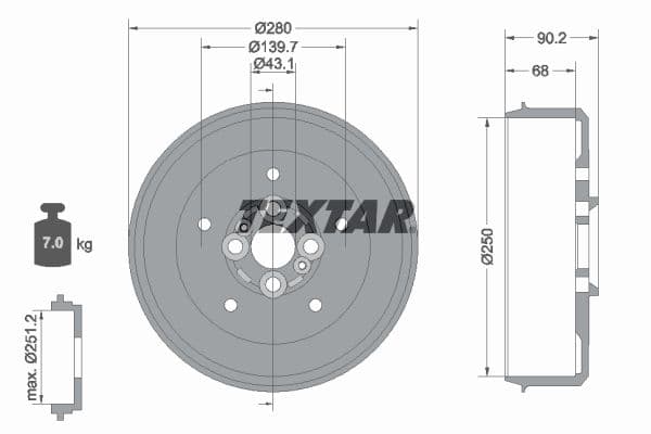Tambur frana TEXTAR 94030600