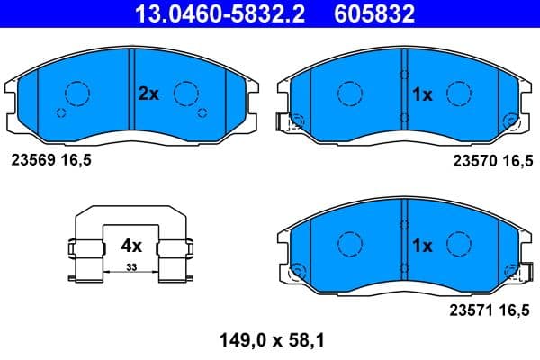 set placute frana,frana disc ATE 13.0460-5832.2