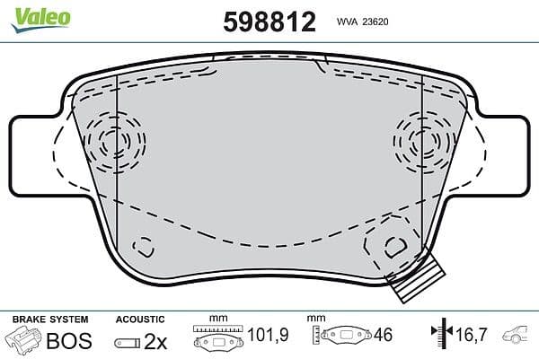 set placute frana,frana disc VALEO 598812