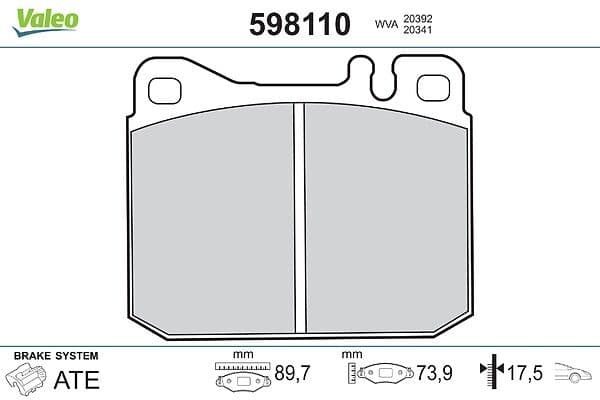 set placute frana,frana disc VALEO 598110