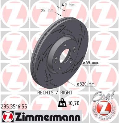 Disc frana ZIMMERMANN BLACK Z 285.3516.55
