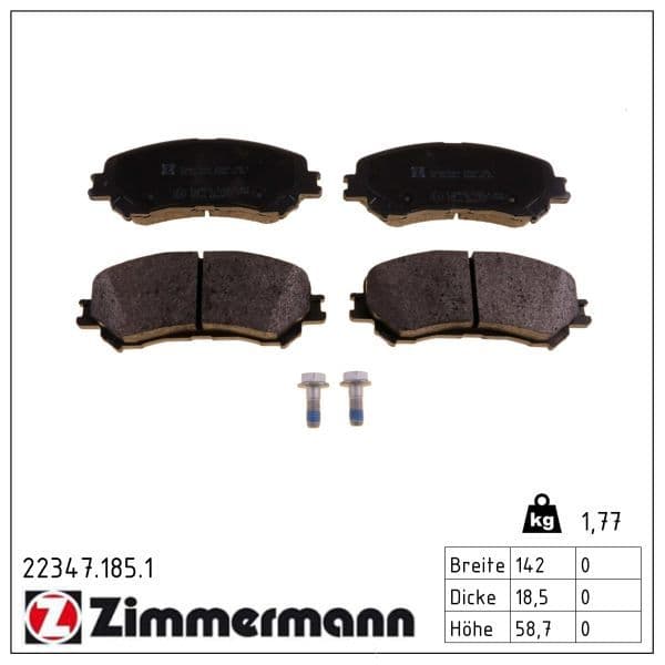 set placute frana,frana disc ZIMMERMANN 22347.185.1