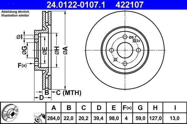 Disc frana ATE 24.0122-0107.1