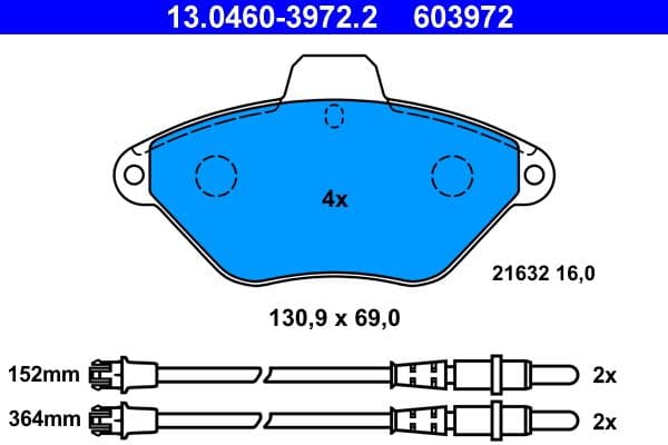 set placute frana,frana disc ATE 13.0460-3972.2