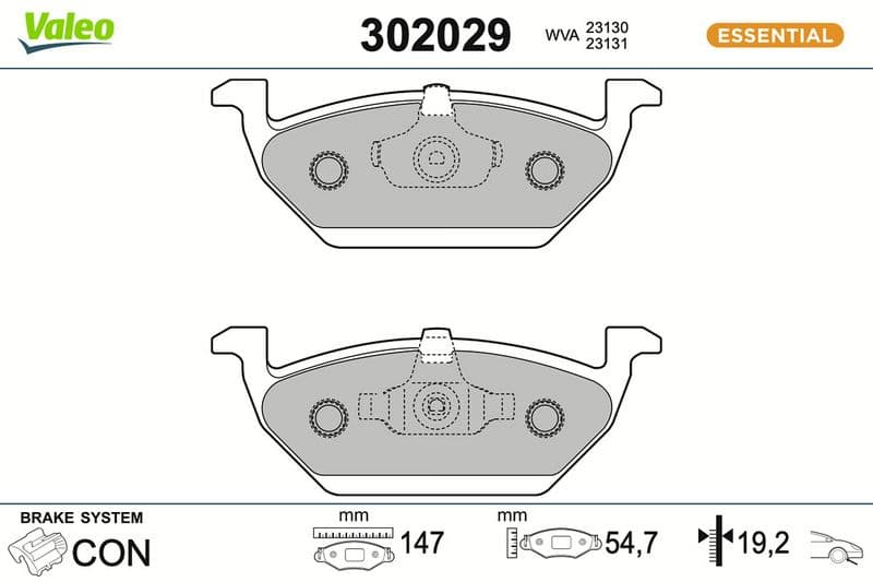 set placute frana,frana disc VALEO ESSENTIAL 302029