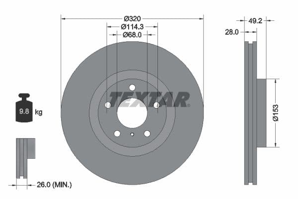Disc frana TEXTAR PRO+ 92162405