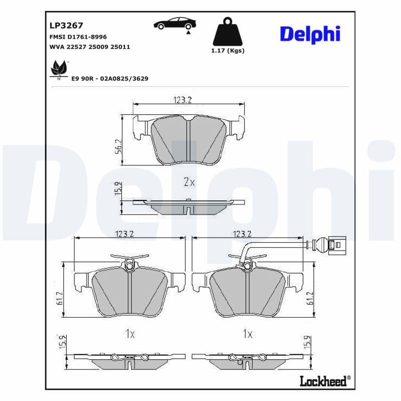 set placute frana,frana disc DELPHI LP3267