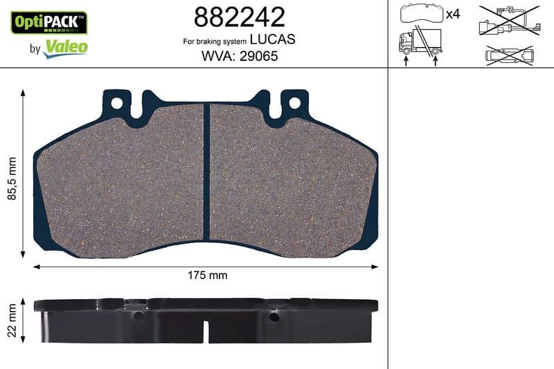 set placute frana,frana disc VALEO 882242