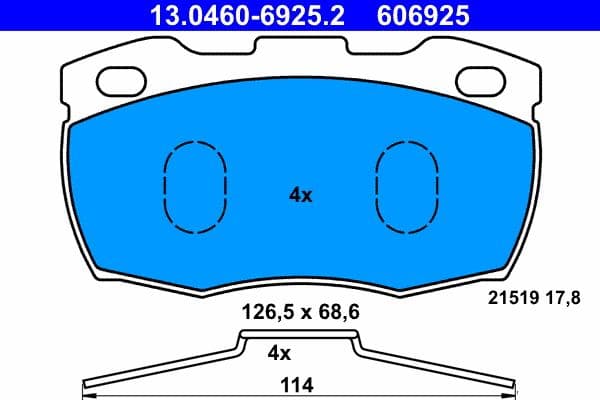 set placute frana,frana disc ATE 13.0460-6925.2