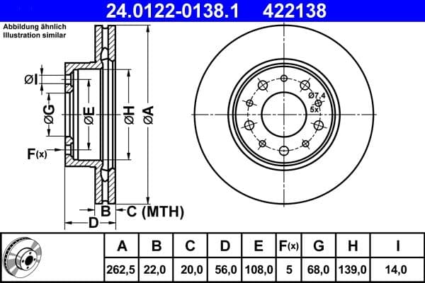 Disc frana ATE 24.0122-0138.1