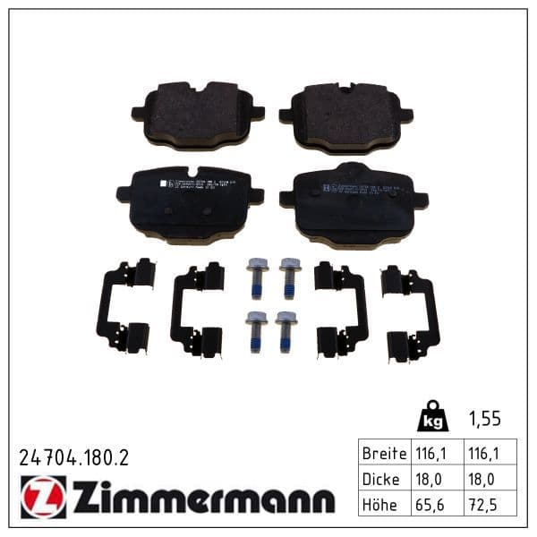 set placute frana,frana disc ZIMMERMANN 24704.180.2