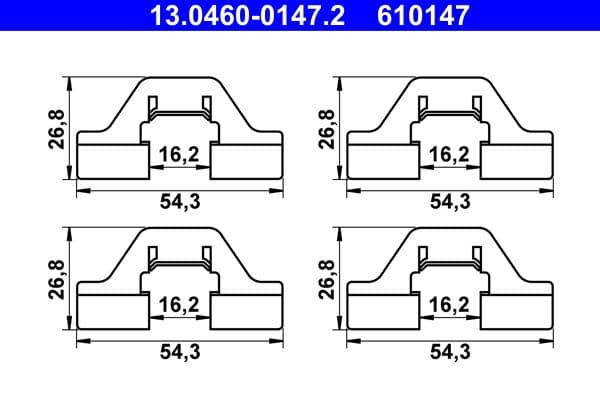 Set accesorii, placute frana ATE 13.0460-0147.2