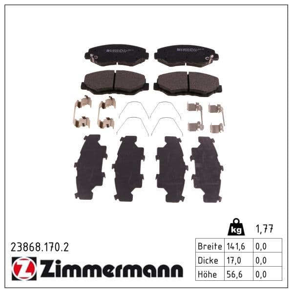 set placute frana,frana disc ZIMMERMANN 23868.170.2