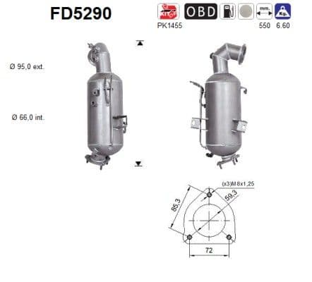 Filtru funingine/particule, sist.de esapament AS-PL FD5290