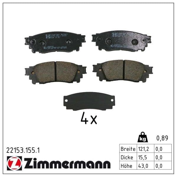set placute frana,frana disc ZIMMERMANN 22153.155.1