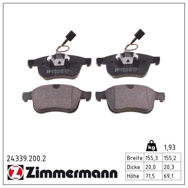 set placute frana,frana disc ZIMMERMANN 24339.200.2