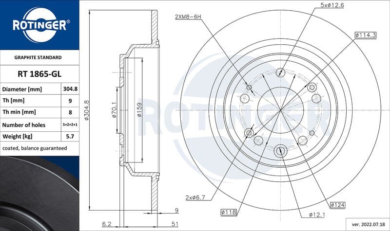 Disc frana ROTINGER GRAPHITE LINE RT 1865-GL