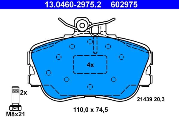 set placute frana,frana disc ATE 13.0460-2975.2