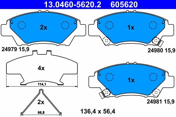 set placute frana,frana disc ATE 13.0460-5620.2
