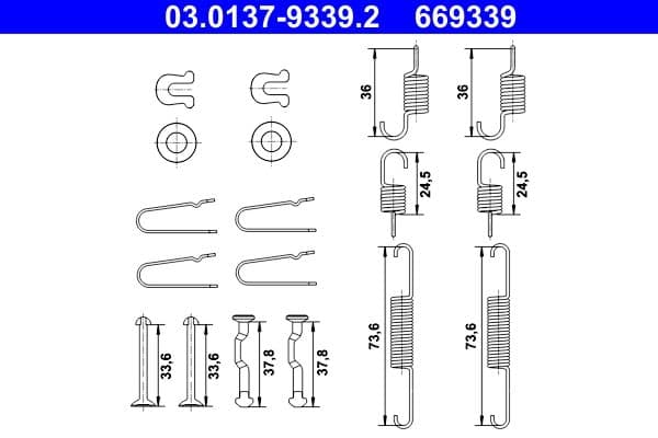 set accesorii, saboti frana parcare ATE 03.0137-9339.2