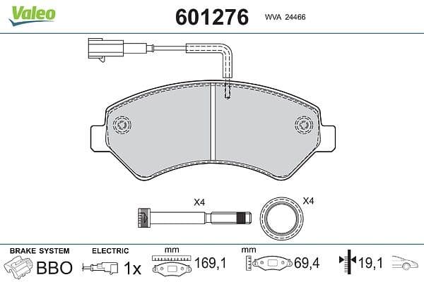 set placute frana,frana disc VALEO 601276