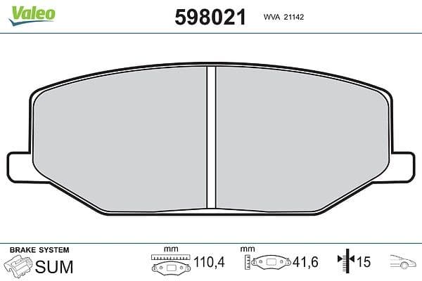 set placute frana,frana disc VALEO 598021
