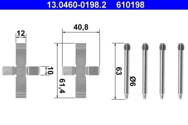 Set accesorii, placute frana ATE 13.0460-0198.2