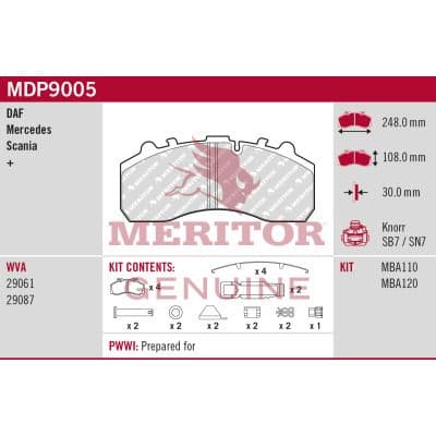 set placute frana,frana disc MERITOR Brake Pad Kit MDP3328K