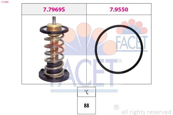 termostat,lichid racire FACET Made in Italy - OE Equivalent 7.7969