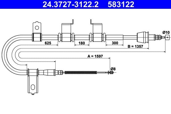 Cablu, frana de parcare ATE 24.3727-3122.2