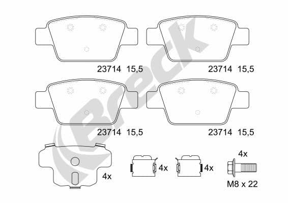 set placute frana,frana disc BRECK 23714 00 704 00