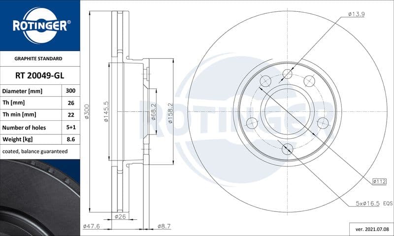 Disc frana ROTINGER GRAPHITE LINE RT 20049-GL