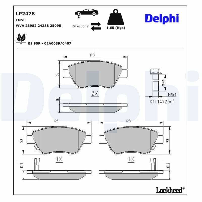 set placute frana,frana disc DELPHI LP2478