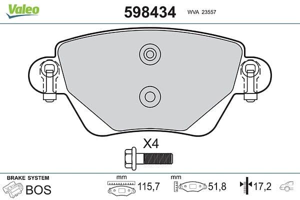 set placute frana,frana disc VALEO 598434