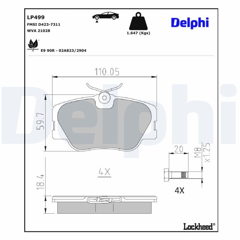 set placute frana,frana disc DELPHI LP499