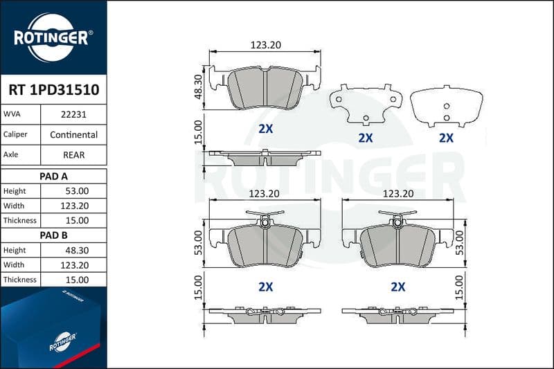 set placute frana,frana disc ROTINGER RT 1PD31510