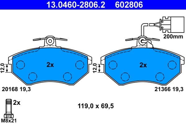 set placute frana,frana disc ATE 13.0460-2806.2