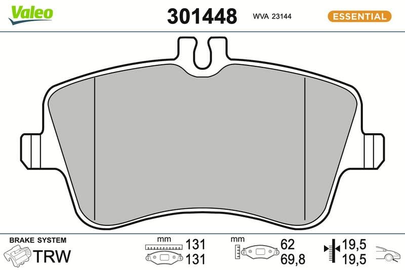 set placute frana,frana disc VALEO ESSENTIAL 301448