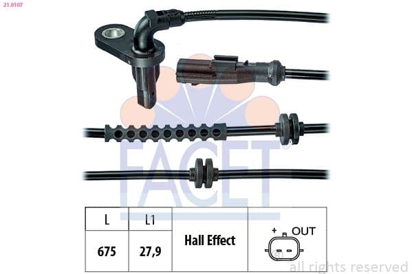 senzor,turatie roata FACET Made in Italy - OE Equivalent 21.0107