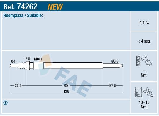Bujie incandescenta FAE 74262