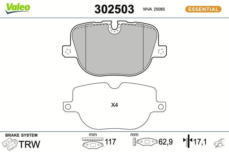 set placute frana,frana disc VALEO ESSENTIAL 302503