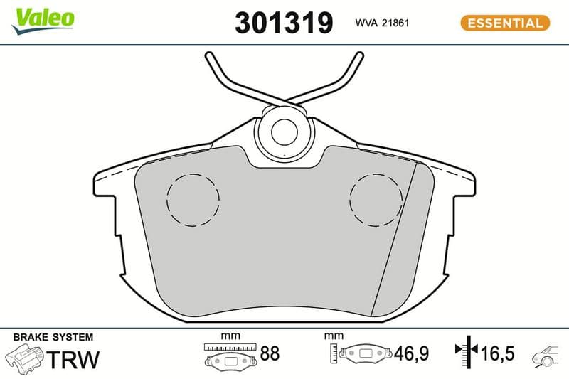 set placute frana,frana disc VALEO ESSENTIAL 301319