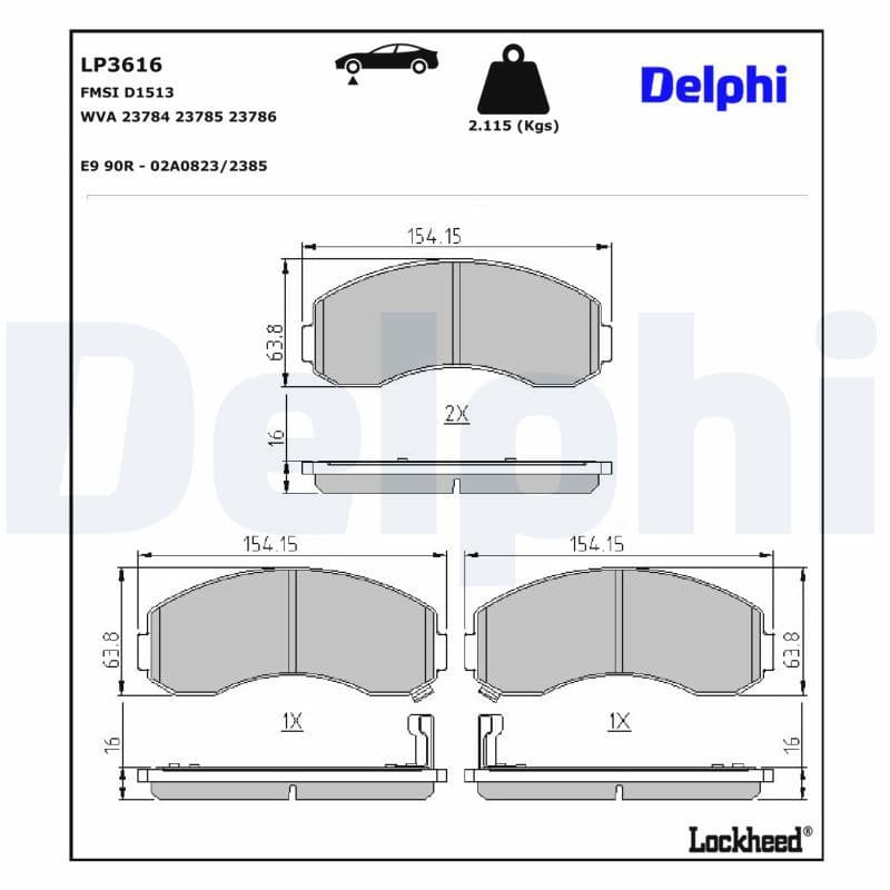 set placute frana,frana disc DELPHI LP3616