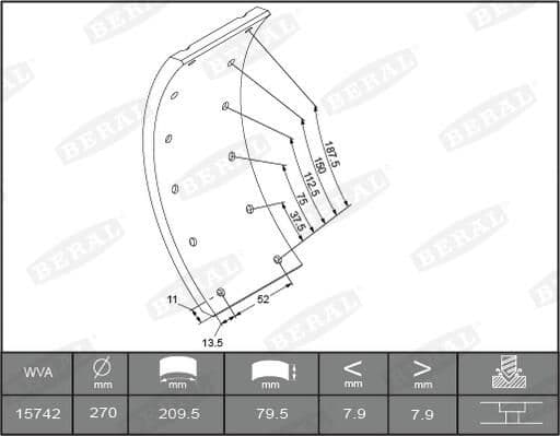 Set garnituri de frictiune, frana tambur BERAL KBL15030.1-1561