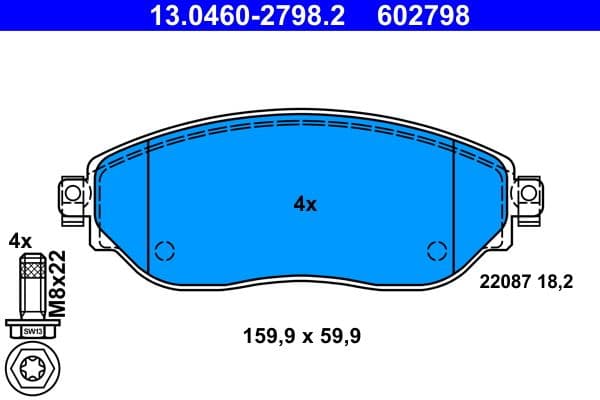 set placute frana,frana disc ATE 13.0460-2798.2