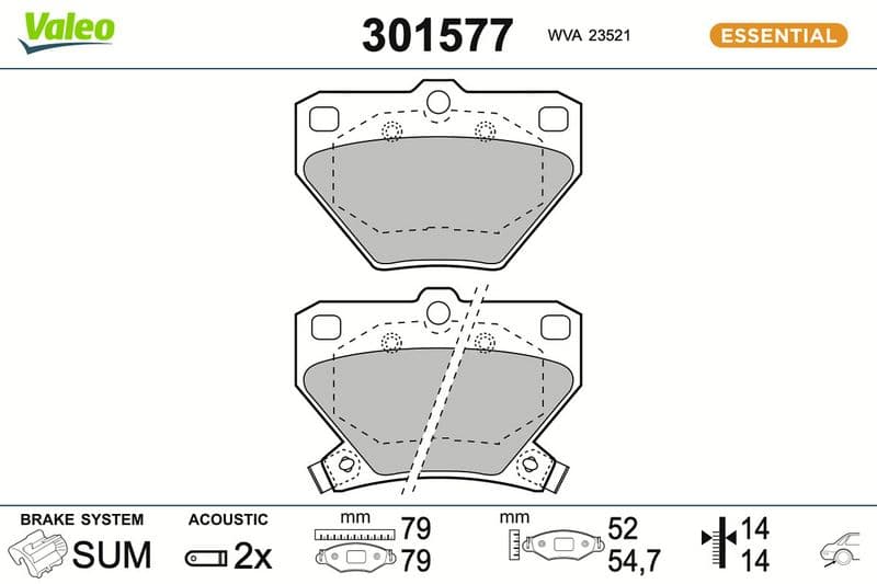set placute frana,frana disc VALEO ESSENTIAL 301577